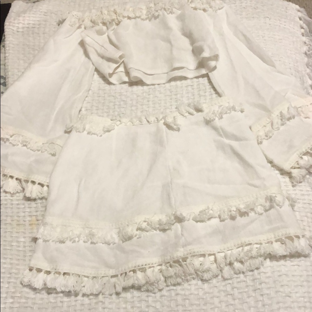Cropped white skirt set